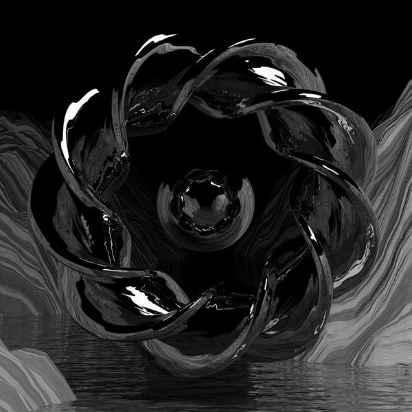 Symmetrical light abstract pattern on dark violet background